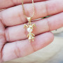 NZ1199 Trendy 18k Gold pearl boy and girl pendant necklace ,fashion cubic zirconia CZ kids children charm chain ladies necklace