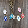 CZ7898 Chic mini Enamel Gold Plated Evil Turkish Eye Hamsa Hand Star Crescent Bracelet Charm Pendants