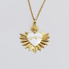 NS1192 Fashion enamel heart pendant women necklace,charm water proof stainless steel O chain enameled heart ladies necklace