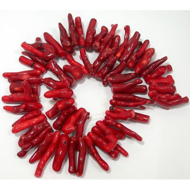 CB8020 red coral stick branch beads