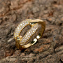 RM1148 Bling Crystal Cubic Zirconia CZ paved 18k Gold Plated Diamond Geometric Oval Engagement Finger Rings for Ladies Women