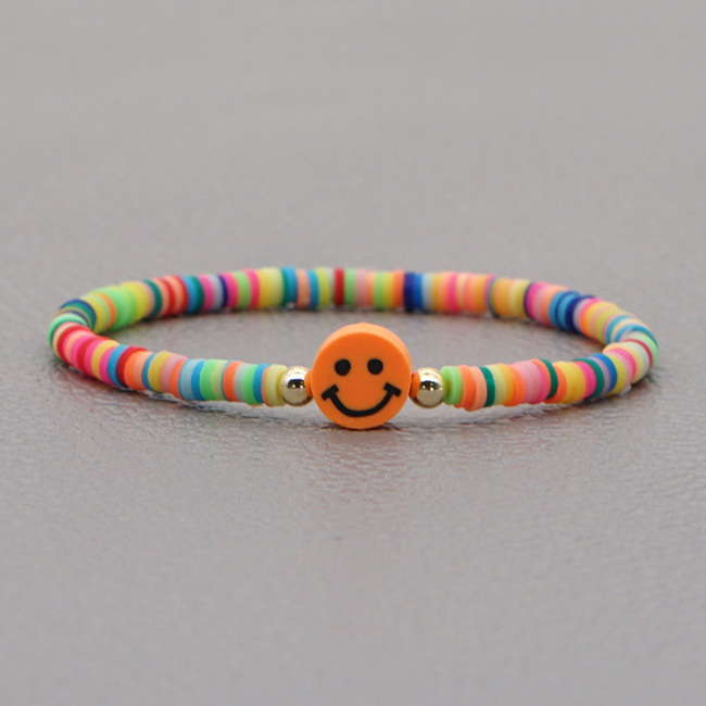 BP1024  rainbow brass beaded hand chain tiny mini smiley charm bracelet for ladies' gifts