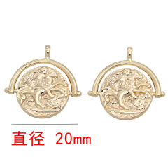 JS1506 High Quality Chic 14k Gold Plated Brass Coin Medallion Charm Necklace Pendants for Necklace Jewelry Making