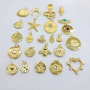 CZ8436 Fashion Dainty 18k gold plated CZ micro pave diamond Shell Starfish Evil Eye Star Tree Signet Disc Round Charm Pendants