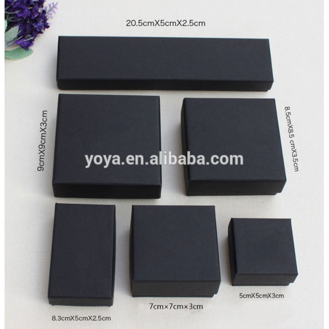 P150405 Can Custom logo printed foam filled bracelet jewelry boxes,Black Kraft Paper Necklace Bracelet Ring Earring Display Box