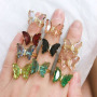 RM1141 Chic Dainty Bling Rhinestone Crystal Gold Plated CZ Micro Pave Butterfly Finger Rings for Women Ladies