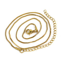 NS1083 High quality Jewelry Gold Plated Stainless Steel Box Chain Necklace