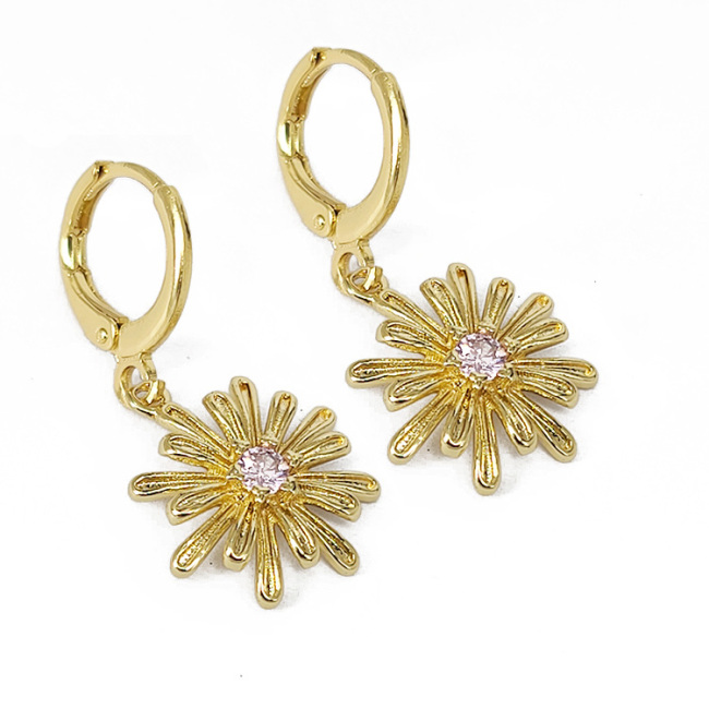 EC1810 Fashion Dainty 18K Gold Multicolor Women Zircon CZ Snowflake Huggies Holiday Earring For Ladies