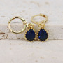 EC1824 Tiny CZ Cubic Zirconia Drop Earrings, Delicate Jewelry, Gold CZ Teardrop Bezel Huggie Earrings for Ladies