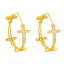 EC1738 2021 Womans Fashion 18K Gold Plated Clear CZ Micro Pave Cross Hamsa Hand Evil Eyes Charm Hoops Earrings
