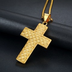 NS1146 fashion hiphop charm stainless steel pendant necklace, high quality 18K gold plated  box chain with CZ cross men necklace