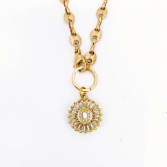 NZ1247 Cubic Zirconia Diamond 26 Alphabet Letter Charm Pendant Necklaces Brass Chain A-Z Initial  Necklace for Women