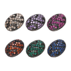 CZ8064 New Gunmetal Plated Cubic Zirconia Beads, Micro Pave Flat Oval Spacer Beads For Bracelet Beads