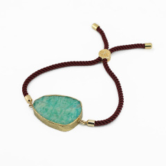 BN4012 wholesale amazon stone jewellery, natural amazonite stone Rope Friend bracelet jewelry for women