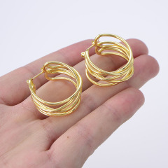EM1249  Gold Plated Brass Fashion Chic Dainty  Earrings For Women Girls, Ear Jewelry cuff Hoop Huggies Earring, Simple Earrings