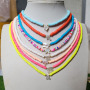 NC1092 Fashion Dainty Rainbow Polymer Clay Heishi Beaded White Shell horoscope Zodiac Sign Charm choker necklace