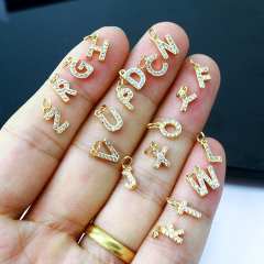 NZ1195 Bling Jewelry Tiny Mini Cubic Zirconia Diamond 26 Alphabet Letter Charm Pendant Necklaces A-Z Initial jewelry for Women