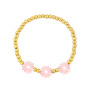 BM1055 Chic Tiny Gold Beaded White Shell Daisy Flower Elastic Bracelets for Ladies