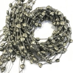 PB1159 Wholesale top drilled genuine natural iron pyrite heart beads
