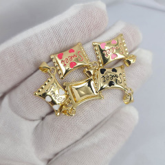 JS1576 Dainty Gold Plated brass metal rainbow enamel candy sweet heart charms Pendant