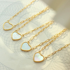 Minimalist Dainty18K IP Gold Plated Stainless Steel Shell Heart Necklace For Women Non Tarnish Pendant Necklace