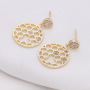 EC1432 High Quality 14k Gold Plated CZ Micro Pave Honeycomb Disc Dangle Earrings
