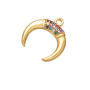 CZ7750 Dainty Mini Gold Rainbow CZ Micro Pave Crescent Geometric Charm Pendants for Bracelet Charm