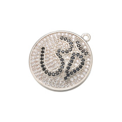 CZ8509 18k gold plated cz micro pave Ohm Om pendant ;Cubic zirconia Ohm Disc Pendants meditation Jewelry Supplies