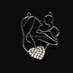 CZ7311 Fashion CZ micro pave Mom hold babay pendant,Cubic zirconia heart crystal pendant.