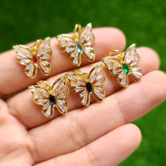 CZ8511 Dainty Chic 18k Gold Plated Baguette Shaped CZ Zircon Butterfly Charm Pendant for Necklace Jewelry Making