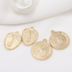 JS1505 High Quality Chic 14k Gold Plated Smile Sun Face Medallion Charm Necklace Pendants