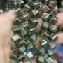 PB1097 Wholesale Diagonal-Drill Natural Pyrite Cube Beads