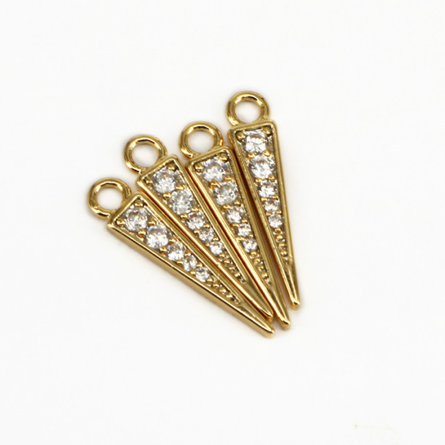 CZ7871 Dainty Mini Gold CZ Micro Pave Spike Charm Pendants