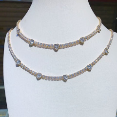 NZ1161 Chic 18k gold plated Diamond CZ Micro Pave Tennis Heart Love Mama Necklace for women Mom