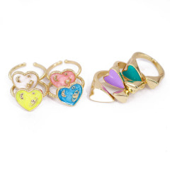 RM1457 Fashion 18k Gold Plated Enameled CZ Crescent and Star Saturn Heart Stacking Rings