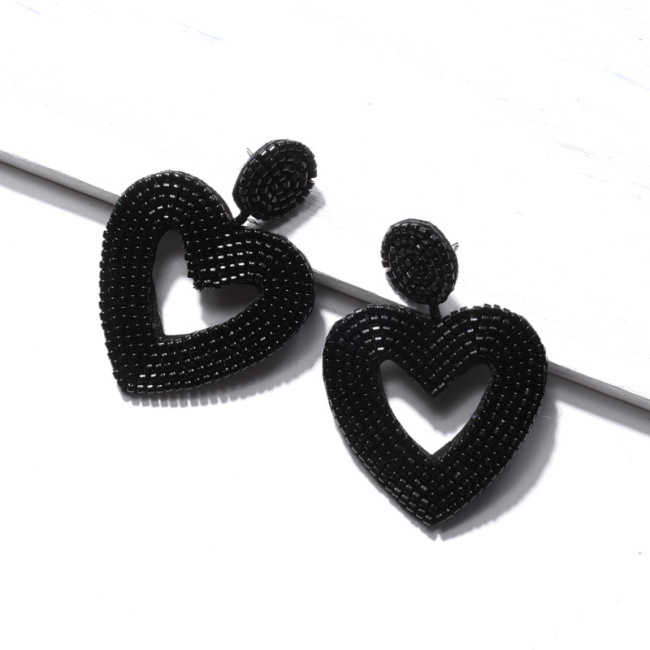 EG1024 High Quality Seed Statement Beaded  Earrings Bohemian Heart Hoop Earrings Handmade Stud Drop Dangle Earrings