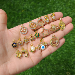 CZ8486 Dainty Minimalist Mini 18k Gold PlateCZ zircon Pave Saturn Planet Star,heart,flower floral charms,DIY CZ Jewelry supplies