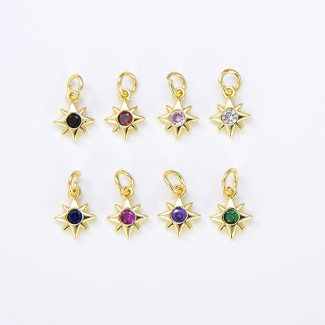 CZ8258 Tiny minimal Mini 18K Gold Plated CZ Cubic Zirconia Micro Pave North Star Charm Pendant For Jewelry Making