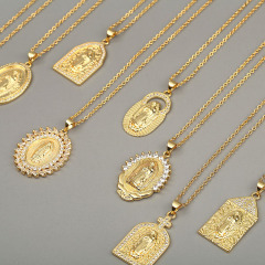 NZ1164 fashion minimal Virgin Mary ladies pendant mini mother blessed Mary charm with cubic zircon women chain necklace