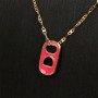 NM1222 Gold Enamel Soda Cap Pop Tab Charm, Pull Tab Gold Can Tab Pendant Chain Necklace