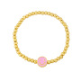 BM1043 18k Gold Plated Brass Beaded Rainbow Enamel Neon Smiley Happy Face Star Heart Beads Elastic Bracelets for Ladies Women