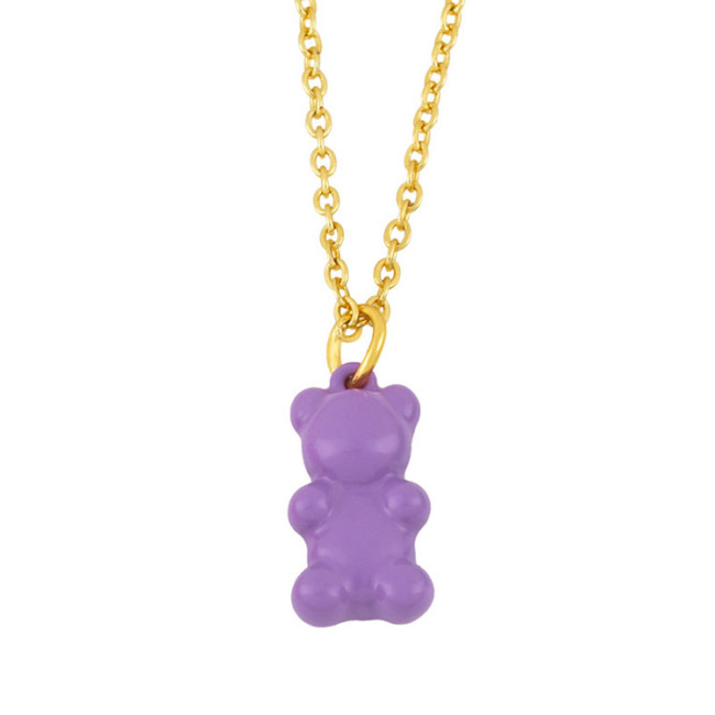NM1199 gummy enamel neon multi colored bear Pendant Sweet Necklace for Women