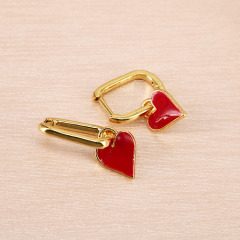 EM1184  Chic Delicate Spring Rainbow Neon Enamel Heart Charm Huggies Earrings for Women,Valentines Jewelry Gift