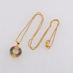 NZ1075 Bling Jewelry Rainbow Cubic Zirconia Diamond 26 Alphabet Letter Charm Pendant Necklaces A-Z Initial jewelry for Women