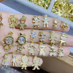 CZ8503  Mini Little 18k Gold Zircon CZ Micro Pave  Boy and Girls Kids Children Charms for Bracelet Earring Jewelry Making