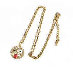 NZ1261 fashion happy face pendant ladies necklace ,charm smile face pendants custom O chain necklace for women