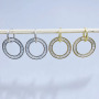 EC1796 2021 Womans Fashion Gold Plated Clear CZ Baguette Micro Pave Circle Donut Dangle Charm Huggies Hoop Earrings