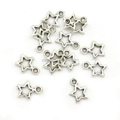 JS1388 Fashion small Antique Silver Metal Star Charm , mini tiny Jewelry Five Point Star Charm Pendant