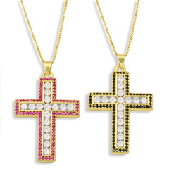 NZ1205 gold plated brass colored CZ micro pave Charm love cross Christian religious Pendant Necklaces jewelry for man Women NZ1205 gold plated brass colored CZ micro pave Charm love cross Christian religious Pendant Necklaces jewelry for man Women
