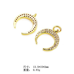 CZ8291 wholesale tiny CZ brass moon charms for necklace jewelry accessories copper star & heart pendant